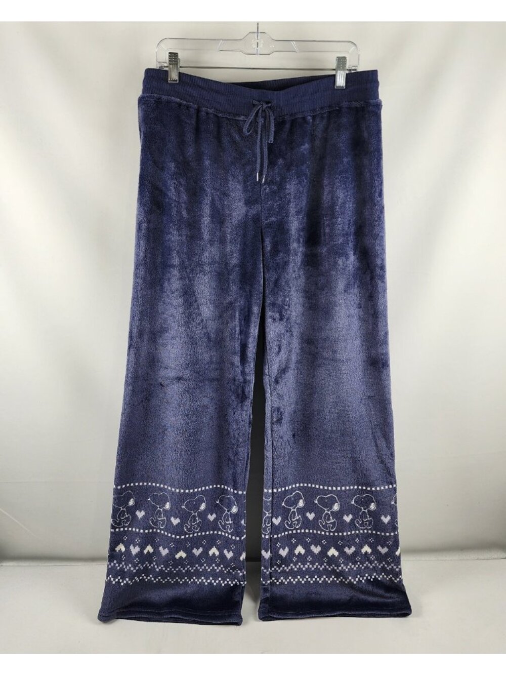 Peanuts Sweatpants Womens XL Blue Purple Velour Wide Leg Snoopy Graphics NWOT